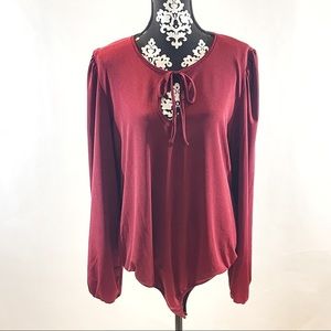 NWOT Women’s Curvy Sense Maroon Long Sleeve Body Suit